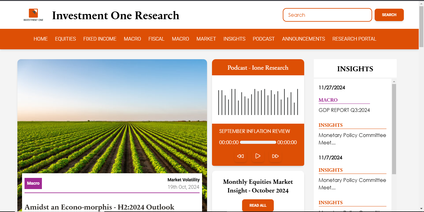 Investment One – Research Portal